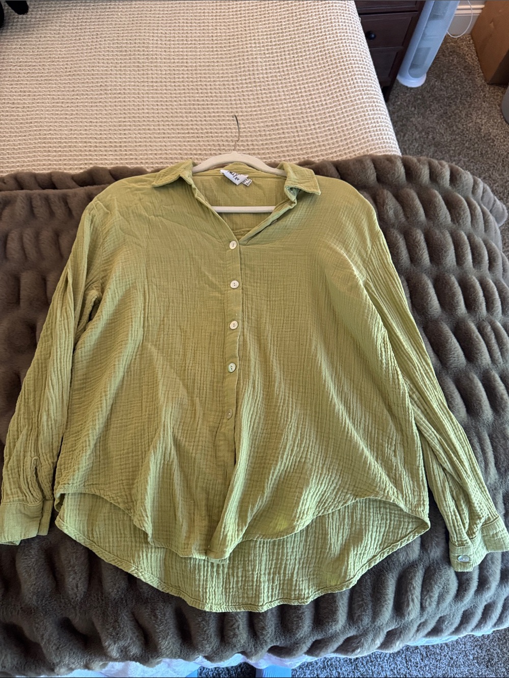 Princess Polly Light Olive Button-Up Shirt